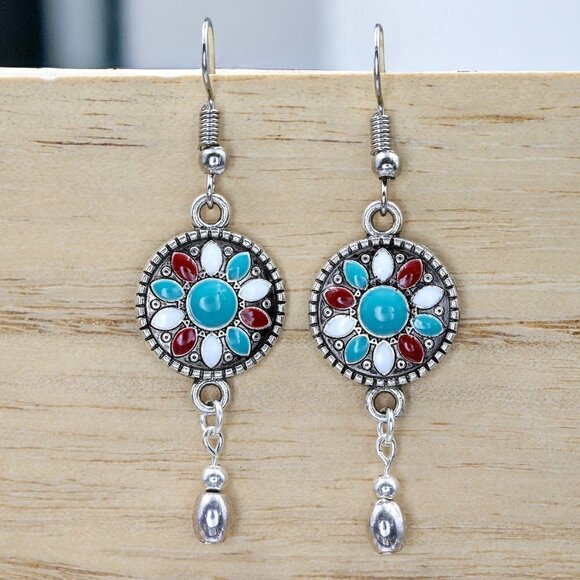 Southwest Style Drop Earrings Handcrafted Jewelry - Picture 1 of 5